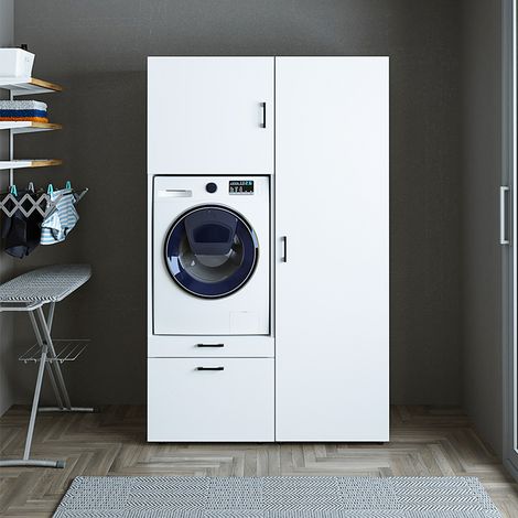 Roomart S2 Waschmaschinen-Schrankwand 127 cm, Weiß