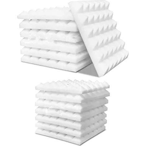 Lot de 12 panneaux acoustiques - Panneaux en mousse insonorisante pour studio - Mousse antibruit murale pour salles de musique (blan (1/5)