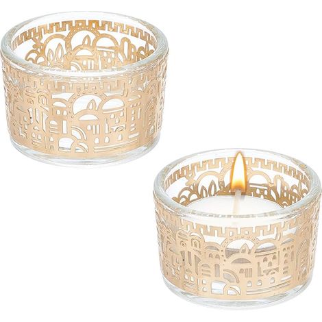 Bougeoir pour Bougie Chauffe Plat pour Shabbat, Bougeoir Votif en Alliage de Verre Bougeoirs de Shabbat Centres de Table pour la Maison Fête de Noël Cadeaux de Hanoukka, 5x3cm (1/5)