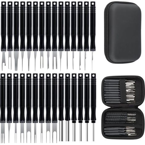 36 Pcs Kit Extracteur Pin, Extracteur de Broches Connecteur, Outil de Retrait de Bornes, Kit Extracteur de Cosses, Auto Terminals Enlèvement Outil Set, Terminal Ejector Kit