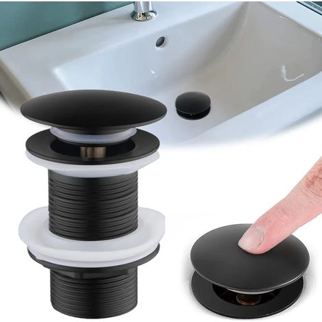 Bonde de vidange à clic noir G11/4 pour lavabo, diamètre d'évacuation 41-55 mm, sans trop-plein, sans outil (1/5)
