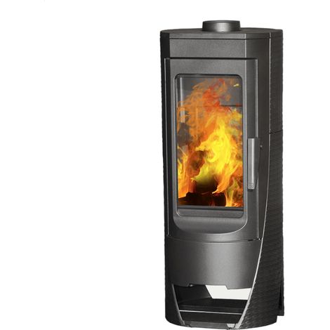 Kaminofen PLAMEN NERA 14 kW – Moderner Gusseisenofen mit Panoramaglas, Schwarz, Energieklasse A+