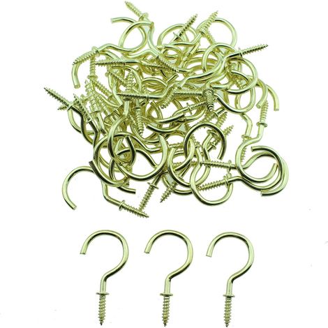 50 crochets muraux bois, 3,8 cm, doré, pour clés et vêtements (1/5)