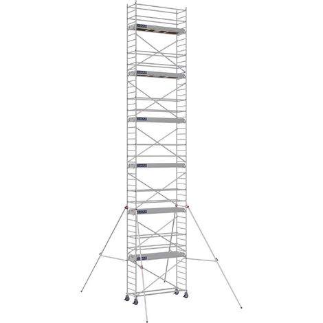 DUARIB - Échafaudage roulant aluminium Docker – Version lisses – Largeur 85 cm – Hauteur max 11,90 m – Longueur 2,05 / 2,54 / 2,95 m - Hauteur de plateau 11,9 m - L 2,54 x l 0,85 m
