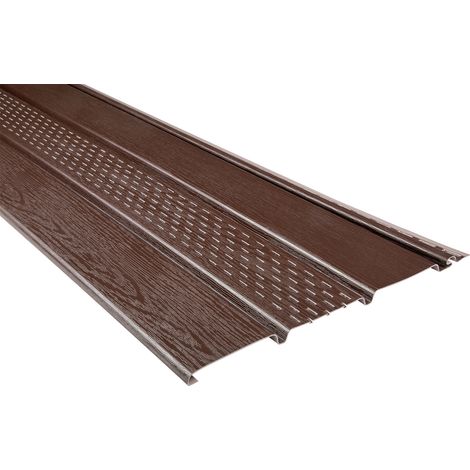 Kunststoffpaneele und Zubehör, PVC-U Dachunterschlag Unterdachverkleidung, RainWay Soffit: braun, 1 Paneel - 2m perforiert