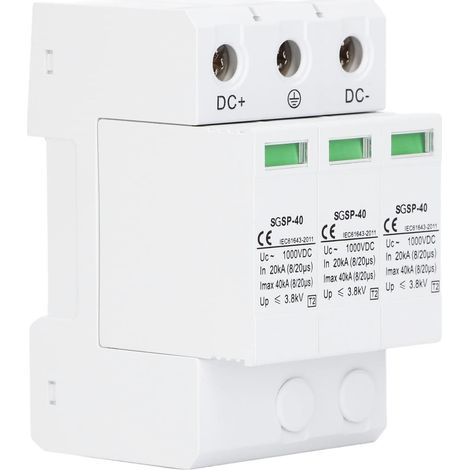 Parafoudre DC 1000V 40kA pour système photovoltaïque 3P Dispositif de protection contre les surtensions. Adapté à la distribution d'alimentation. (1/5)
