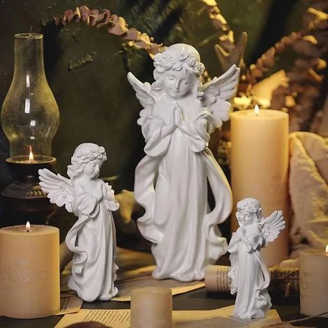 Statue d'ange ornement cimetière en résine, décoration de jardin, décoration intérieure et extérieure, maison, petite taille, mariage, blanche, Noël (1/5)