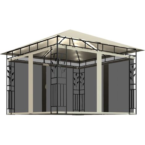 Tonnelle avec moustiquaire et lumières LED 3x3x2,73 m Crème (1/5)