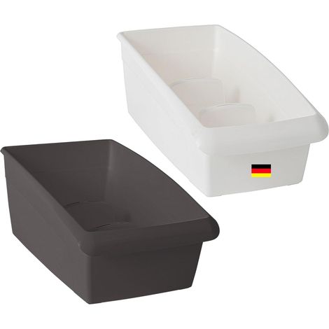 Boîtes à soupe Novaliv, lot de 2, grand format - 25 x 16 cm, blanc et gris anthracite - Boîte de rangement pour épices - Organiseur de tiroir