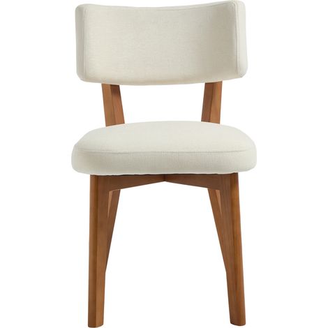Set di 2 sedie da pranzo moderne stile mid-century in legno e tessuto beige (1/5)