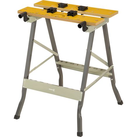 DURHAND 4-in-1 Work Bench, Folding Clamp Table w/ 4 Adjustable Clamping Pegs for DIY Home Garage, Grey