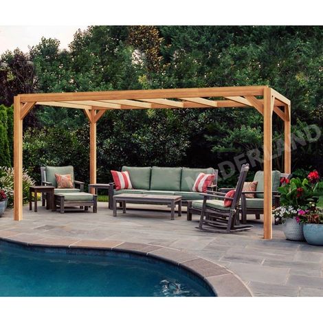 Pergola en bois lamellé-collé autoportante 500 x 400 cm – Structure robuste pour aménagement extérieur – Montage facile en 60 minutes – Maderland (1/3)