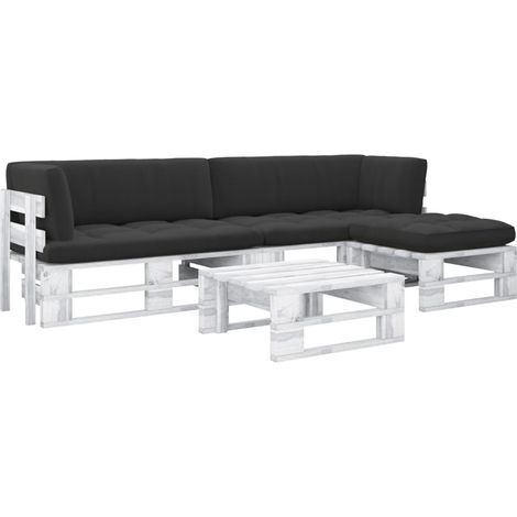 4-tlg. Paletten-Lounge-Set Weiß Imprägniertes Kiefernholz vidaXL (1/5)