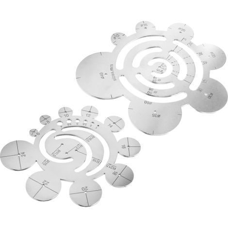 Set aus 2 runden Lederschneidwerkzeugen: Metallwinkelmesser, Kreislineal, Kreislocher, Lederschablonen (1/5)