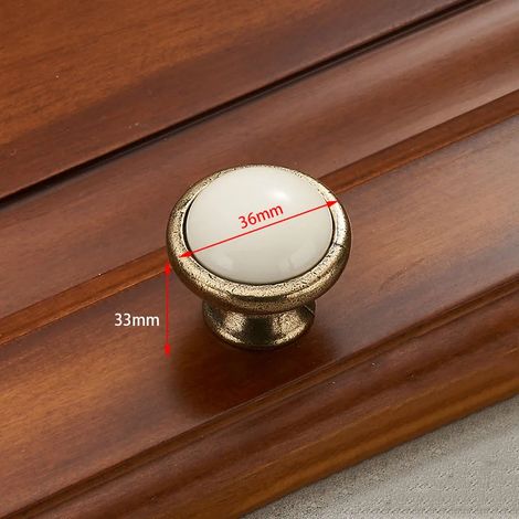 (Ensemble de 2 pièces) Poignées de meuble en céramique blanche bronze antique, boutons de tiroir en alliage de zinc, accessoires de mobilier européens
