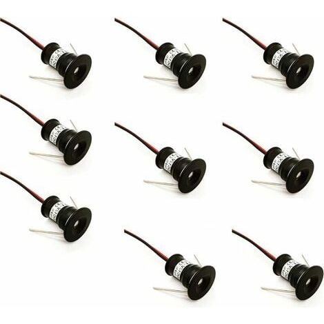 Schwarze 9er-Packung 12V 1W Mini-LED-Einbaustrahler für Küche, Treppe, Schrank, Flur, DIY-Beleuchtung, Warmweiß, Kaltweiß, Vitrinen, kleine Deckenleuchten, IP65, 3000K (120° Warmweiß A+)