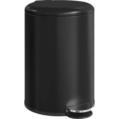 Pattumiera da cucina 20 L in metallo nero con pedaliera e coperchio soft close (1/5)