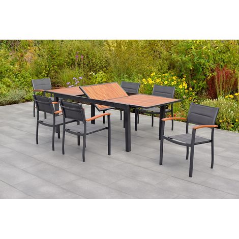 Paxos Set 7tlg 6 Sessel Tisch 180(240)x100cm