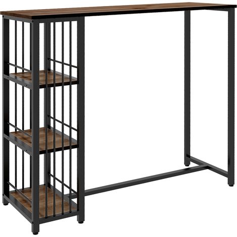 Table bar comptoir cuisine design industriel 3 étagères Noir Marron 120 x 40 x 105 cm