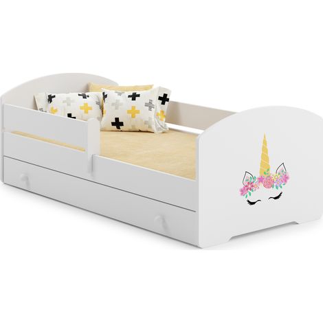 Letto per bambini LUK con cassetto e sponda 140x70 Corno di unicorno