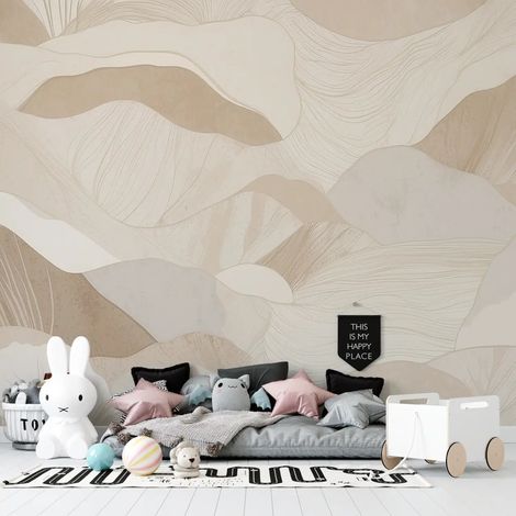 Papier Peint Géométrique - Ondulations Sablées - 150 x 250 cm (1/2)