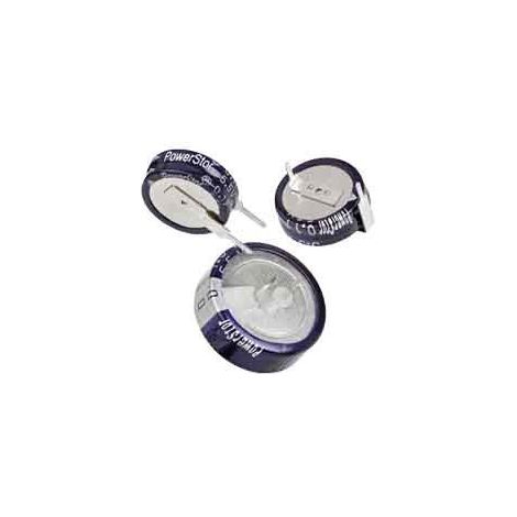 Supercondensateur, 0.33F, 5.5V c.c., Traversant, 11.5 (Dia.) x 12.7mm, pas de 5mm, -25 °C +70 °C.