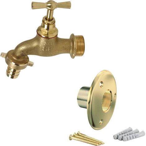 Arcanaute – Robinet d'arrosage 1/2" (15/21) – Applique en laiton – Tête potence pour gestion débit – Usage extérieur et ateliers