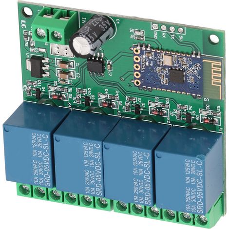 Module relais Bluetooth 4 canaux avec télécommande, forte capacité anti-interférences pour maison connectée, 5 V CC (1/5)