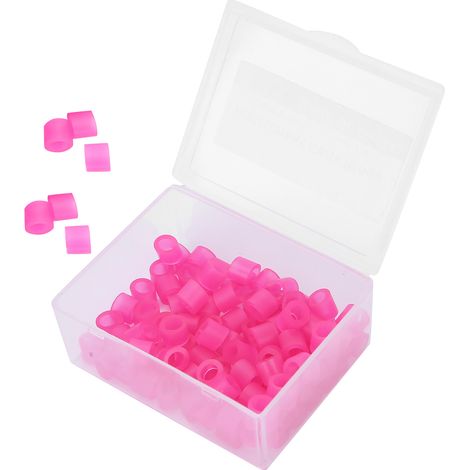 100 anneaux de code couleur dentaire en silicone non toxique, accessoires dentaires (rose) (1/5)