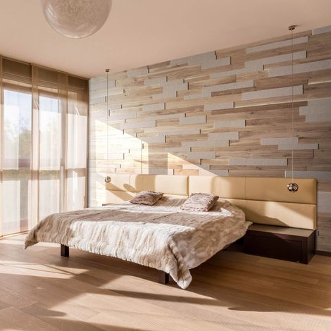 Panneau Mural 3D Chêne Massif OZO Oyster + Feutre Acoustique - 4/7/9mm - 24 Panneaux par boîte - 1m² - Décoration Isolation Phonique