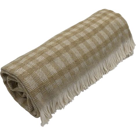 Plaid jacquard vichy en coton Beige 120x180 cm (1/3)