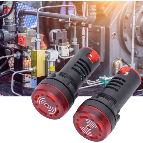 Avertisseur sonore BERM à LED rouge AD16-22SM (10 bips), voyant d'alarme clignotant, 220 V CA (1/5)