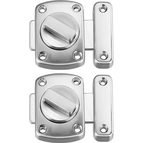 Lot de 2 loquets de porte de salle de bain en acier inoxydable brossé pour porte de toilette - Argenté - 55 mm (1/5)