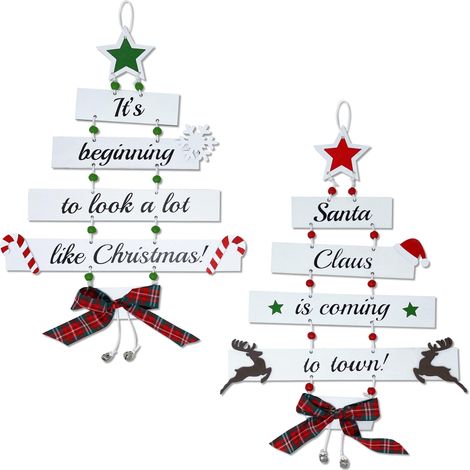 Decoration Noel Premium Réutilisable - Grande Décoration Noel à Suspendre - Decoration Noel Interieur Maison Robuste, Decoration Porte Noel ou Deco Fenetre Noel - Lot de 2 (1/5)