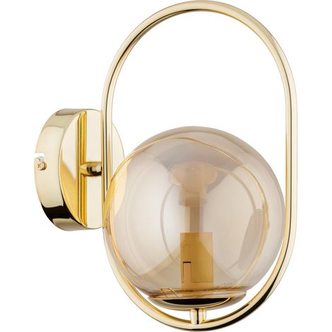Glamouröse Wandleuchte mit ovaler, goldfarbener Glaskugel für das Wohnzimmer, 1xE14 10W oval, Alfa (1/2)