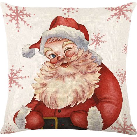 Housse De Coussin Noel - 45 x 45 cm - Tissu Coton Lin - Décoration Hivernale Pour Canapé Ou Fauteuil - 1 Pièce
