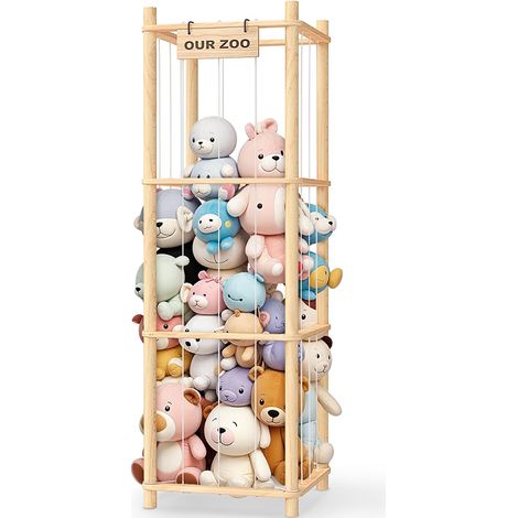 Briznsn Étagère de rangement en bois pour peluches, étagère d'angle, grande capacité, présentoir à jouets, étagère de rangement sur pied, pour le salon ou la chambre à coucher (1/5)