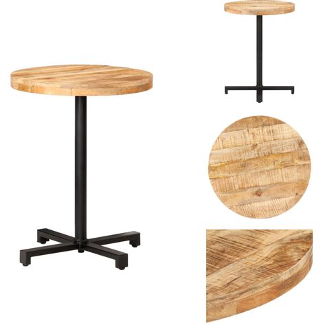 Bistrotisch Rund Ø60x75 cm Raues Mangoholz - Holztisch - Esstisch - Bistrotisch - Outdoortisch - Gartentisch (1/5)