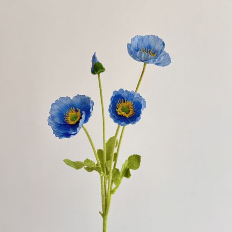 Pavots artificiels en soie haut de gamme – Fleurs réalistes bleu glacial pour décoration de mariage, intérieure et florale, lot de 10