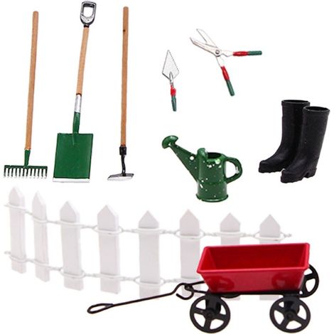 Ensemble de maison de poupée Miniature 1:12, 9 pièces, Mini outils de jardin pour la décoration (1/5)