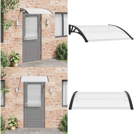 Auvent de porte Noir et transparent 120x75 cm PC - Auvent De Porte - Store Extérieur - Protection Solaire - Abri Porte - Protection Pluie - Home & Living