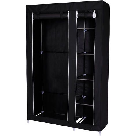 dibea Stoffschrank 175x110x45 cm (Kleiderschrank, Faltschrank), schwarz (1/5)