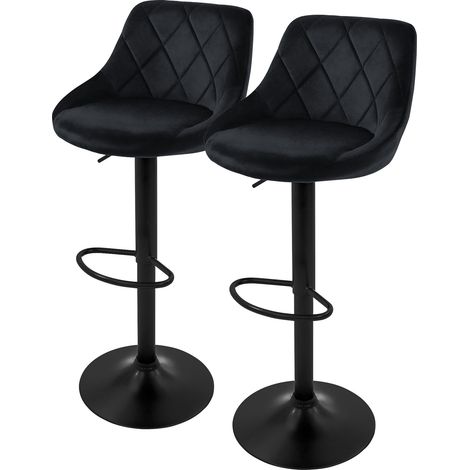 ML-Design Juego de 2x Taburetes de Bar Bistro Tapizados en Piel Sintética PU Negro Sillas con Respaldo Ergonómico y Reposapiés Asiento Cómodo de Mostrador Regulable en Altura 62-82 cm y Giratorio 360° (1/5)