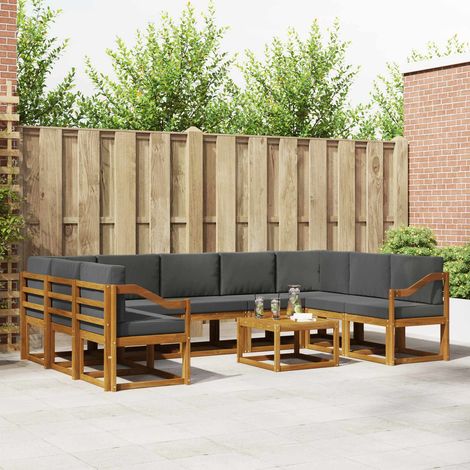 Outdoor-Sofagarnitur mit Kissen 10 pcs Natur und Anthrazit (1/5)
