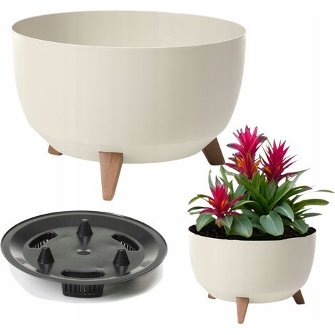 Blumentopf aus Kunststoff, beige, Lamela, 40 cm x 40 x 23 cm, 1 Stück. (1/5)