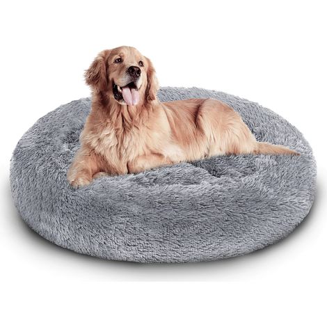 Randaco Hundebett Plüsch Schlafplatz Hundekissen Katzenbett rutschfestes komfortables Mit Anti-Rutsch-Matte 60cm Hellgrau (1/5)