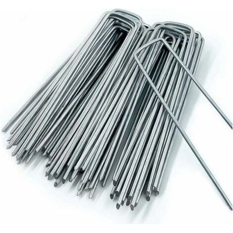 Piquet de Fixation pour Toile de Paillage,50 Piquets de Jardin en Forme de U,pour Bache Anti Herbes,Sardines Camping,Clôture de Jardin,150 MM de Long,25 MM de Large,3 MM de Diamètre,
