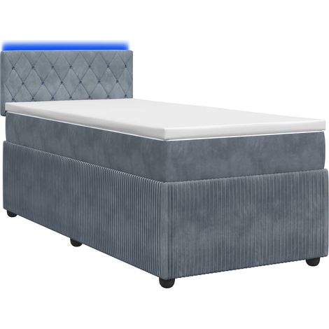 Letto con Box Spring, Materasso e LED Grigio Scuro 90 x 190 cm vidaXL (1/5)