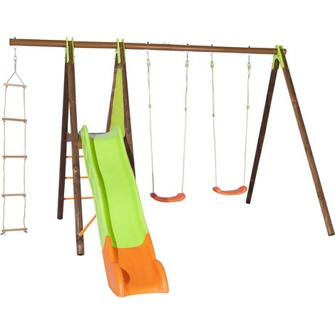 Balançoire en bois poutre métal 2,30 m Techwood Premium XALTO - 5 enfants