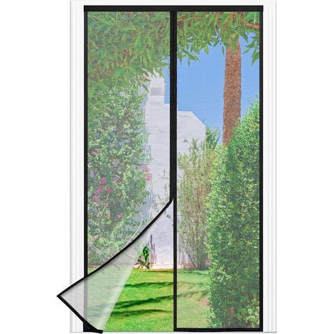 Moustiquaire Porte Fenêtre, 120 x 210 CM - Maillage Fine NOIRE Magnétique Rideau Anti Mouche, Se Ferme Tout Seul, La Bande Ve1cro au Sommet du Volet Rideau Anti Mouche a Été Élargie à 3.8 CM (1/5)